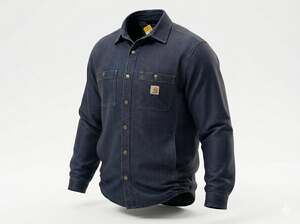 Carhartt size M Denim Fleece Lined Snap Front Shirt Jac TJ5605-M Workwear